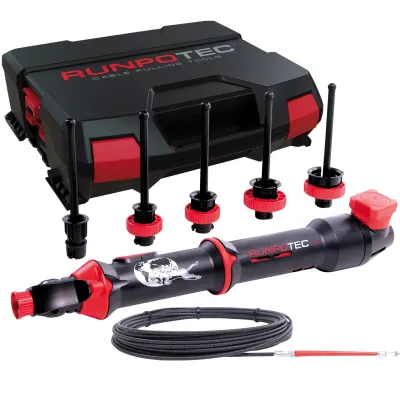 Runpotec Kabeleinzugssystem RT 2008 | 15m RUNPOGLEITER Spirale | Teleskopstange | Ratschengriff | Ø16-32mm