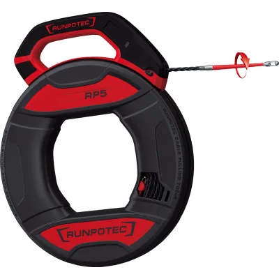 Runpotec RP5 Kabeleinziehband 20m | Ø5,5mm | 270kg Zugkraft | mit Box | für Rohre 16–40mm | schwarz