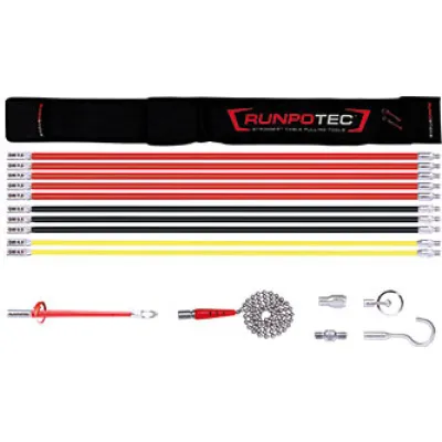 Runpotec RunpoSticks Kabeleinziehsystem | 17-teilig | flexibel | Edelstahl | Basalt-Technologie | Magnet | Zubehör