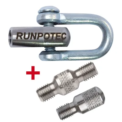 Runpotec Schäkel 20383 | Gewinde RTG Ø12 mm für Glasfaserstäbe 7,5–15 mm | Edelstahl | Adapter Ø6 mm