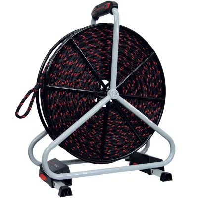 Runpotec Zugseil 10167 | Polyester Kabeleinziehsystem 10mm 120m mit Haspel | für Kabelziehwinde CW 800 E | schwarz-rot