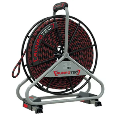 Runpotec Zugseil 10167 | Polyester Kabeleinziehsystem 10mm 120m mit Haspel | für Kabelziehwinde CW 800 E | schwarz-rot