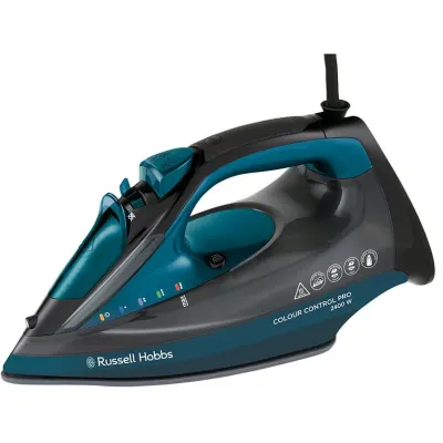 Russell Hobbs Dampfbügeleisen 27280-56 | Colour Control Pro | 2400 Watt | Keramiksohle | Extra-Dampfstoß | Schwarz/Blau