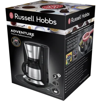 Russell Hobbs Filterkaffeemaschine 24020-56 | 1L Thermokanne | 8 Tassen | WhirlTech | Edelstahl/Schwarz