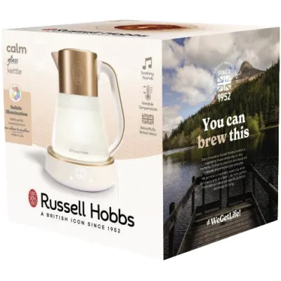 Calm Wasserkocher Glas-Kupfer 1,7l | 2400W | Temperaturwahl 40-100°C | Warmhaltefunktion | Innenbeleuchtung