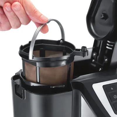 Russell Hobbs Filterkaffeemaschine | Victory Grind & Brew mit Mahlwerk | Timer | 12 Tassen | Edelstahl | Schwarz/Silber