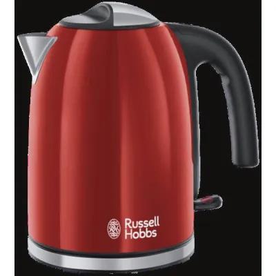 Russell Hobbs Wasserkocher 20412-70 | 1,7 L Edelstahl | 2400 W | Schnellkochfunktion | kabellos | Kalkfilter | rot