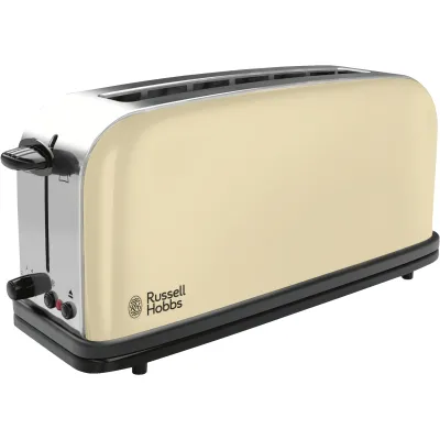 Russell Hobbs Langschlitz-Toaster 21395-56 | extra breite Schlitze | 6 Bräunungsstufen | Edelstahl | Cream