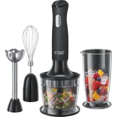 Russell Hobbs Stabmixer 3-in-1 24702-56 | 500 Watt | Edelstahlfuß | Zerkleinerer | Schneebesen | 700ml Mixbecher