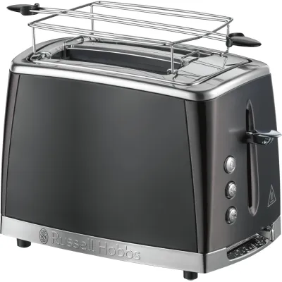 Russell Hobbs Toaster 26150-56 | 2-Scheiben | extra breite Schlitze | Brötchenaufsatz | 1550W | matt schwarz