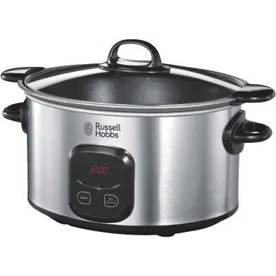 Russell Hobbs Schongarer 22750-56 MaxiCook | Slow Cooker 6L XL | Antihaft-Gartopf | Timer | Edelstahl/Schwarz