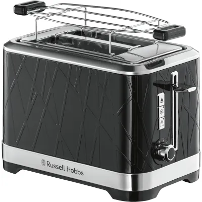 Russell Hobbs Toaster 28091-56 | 2 Scheiben | 1050W | Auftaufunktion | Brötchenaufsatz | Schwarz