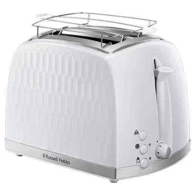 Russell Hobbs Toaster 26060-56 Honeycomb | 2 Scheiben | 850W | Edelstahl | Brötchenaufsatz | Auftau- & Aufwärmfunktion