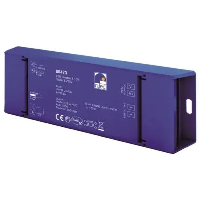 Rutec LED Dimmer 1-10V 80473 | Taster 8-230V | 120W/12V–240W/24V | 1-Kanal | PWM | IP20 | Kunststoff | Innenbereich