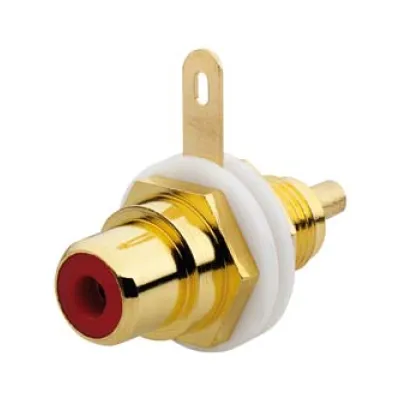 Rutenbeck Cinch-Buchse KM-Cinch 17000306 | Adapter Buchse | Lötanschluss | Montageadapter kompatibel | rot | Ø 15 mm