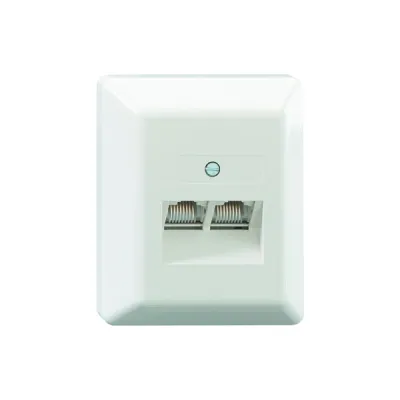 Rutenbeck Anschlussdose 2-fach Cat.6A RJ45 | Aufputz | LSA | ungeschirmt | 2x8-polig | RAL9010 Reinweiß