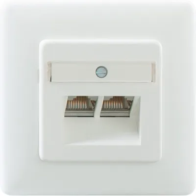 Rutenbeck Anschlussdose 2-fach 136112070 | Cat.6A iso RJ45 UAE | geschirmt | Unterputz | LSA | schräg | RAL9010 reinweiß