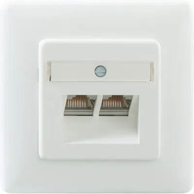 Rutenbeck Anschlussdose 2-fach 136112070 | Cat.6A iso RJ45 UAE | geschirmt | Unterputz | LSA | schräg | RAL9010 reinweiß