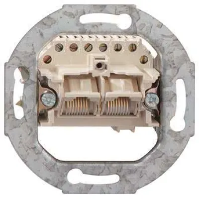 Rutenbeck Anschlussdose UAE 2x8(8) UP 0 13010421 | 2-fach RJ45 Buchsen Cat3 | Unterputz | schraubbar | perlweiß RAL1013