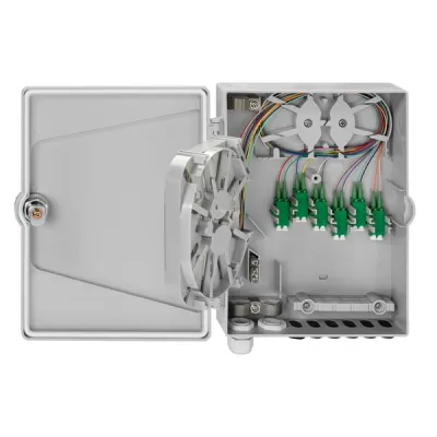 RUTENBECK APL-Hausanschlussbox 228100402 | LWL-Spleißbox 2xLC-D OS2 APC | 24 Fasern | abschließbar | IP44 | lichtgrau