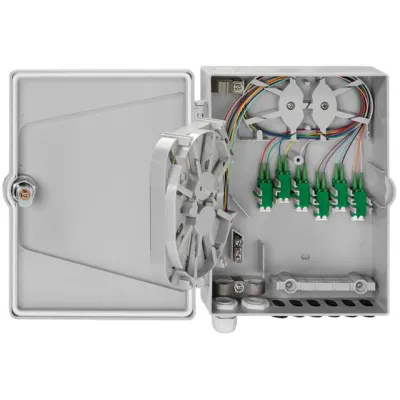 RUTENBECK APL-Hausanschlussbox 228100402 | LWL-Spleißbox 2xLC-D OS2 APC | 24 Fasern | abschließbar | IP44 | lichtgrau
