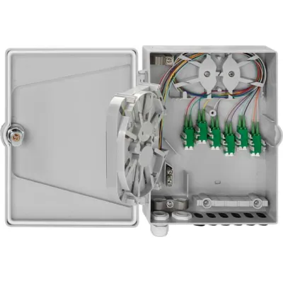 RUTENBECK APL-Hausanschlussbox 228100402 | LWL-Spleißbox 2xLC-D OS2 APC | 24 Fasern | abschließbar | IP44 | lichtgrau