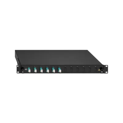 Rutenbeck Spleissbox 19" 1HE 2280300060 | LC-Duplex | OM3 Multimode 50/125 | 6x LC-D | ausziehbar | schwarz | aqua