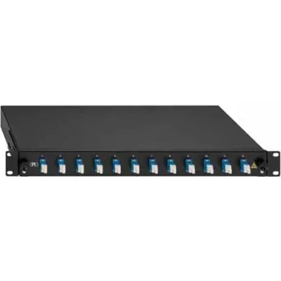 RUTENBECK Spleissbox 2280303120 | 19" 1HE ausziehbar | 12x LC-Duplex | OS2 Singlemode | LWL-Patchpanel | schwarz RAL9005