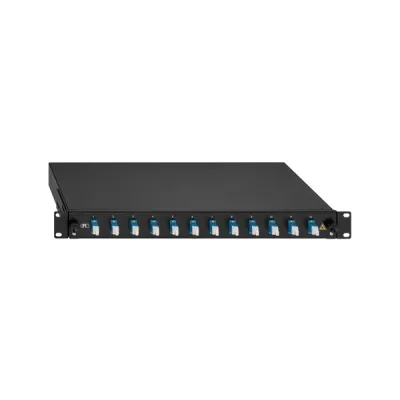 RUTENBECK Spleissbox 2280303120 | 19" 1HE ausziehbar | 12x LC-Duplex | OS2 Singlemode | LWL-Patchpanel | schwarz RAL9005