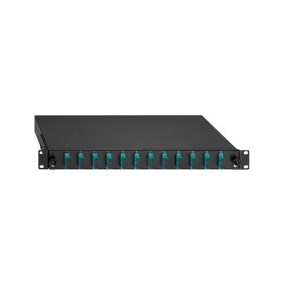 Rutenbeck Spleissbox 19" 1HE 2280305120 | LWL Patchpanel 12x SC-Duplex OM3 | Multimode 50/125 µm | ausziehbar | schwarz