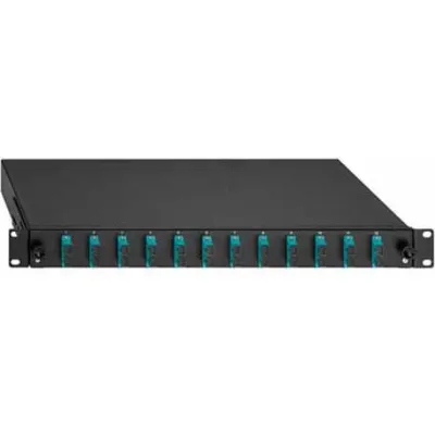 Rutenbeck Spleissbox 19" 1HE 2280305120 | LWL Patchpanel 12x SC-Duplex OM3 | Multimode 50/125 µm | ausziehbar | schwarz