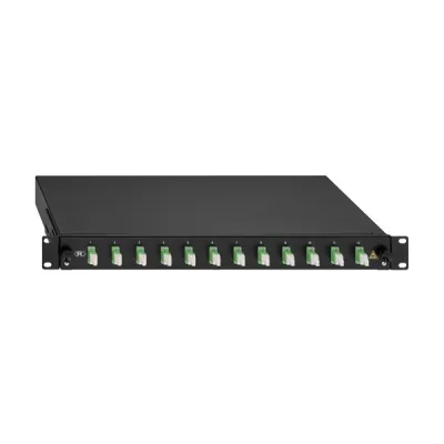 RUTENBECK Spleissbox 19" 1HE 2280302120 | LWL Patchpanel 12x LC-Duplex | OM5 | ausziehbar | schwarz | mit Pigtails