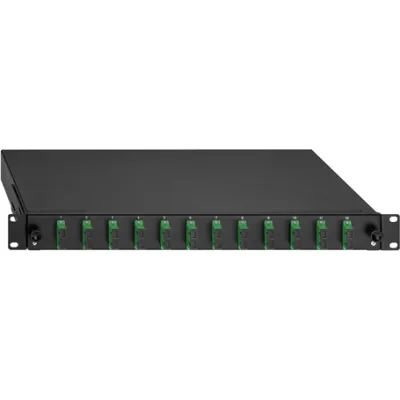 Rutenbeck Spleißbox 19" 1HE | 2280309120 | LWL-Patchpanel 12x SC-Duplex OS2 APC | Singlemode | ausziehbar | grau