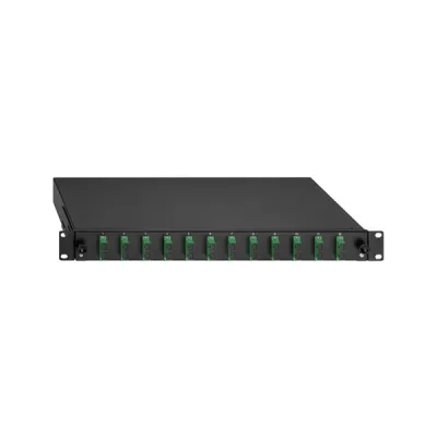 Rutenbeck Spleißbox 19" 1HE | 2280309120 | LWL-Patchpanel 12x SC-Duplex OS2 APC | Singlemode | ausziehbar | grau