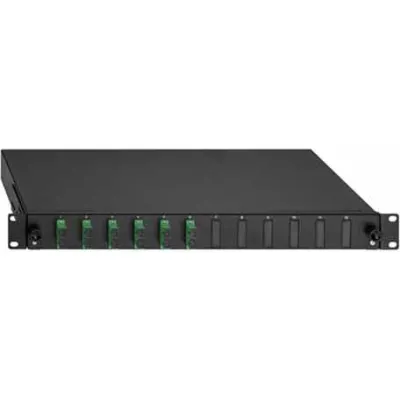 RUTENBECK Spleissbox 19" 1HE 2280309060 | LWL Patchpanel 6x SC-Duplex OS2 APC Singlemode ausziehbar | schwarz RAL9005