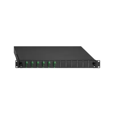 RUTENBECK Spleissbox 19" 1HE 2280309060 | LWL Patchpanel 6x SC-Duplex OS2 APC Singlemode ausziehbar | schwarz RAL9005