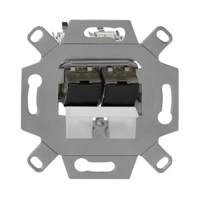 Rutenbeck Modularanschlussdose UM-Cat.6A 139104071 | Cat.6A 10Gbit | 2xRJ45 geschirmt | Unterputz | grau RAL7035