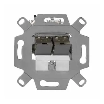 Rutenbeck Modularanschlussdose UM-Cat.6A 139104071 | Cat.6A 10Gbit | 2xRJ45 geschirmt | Unterputz | grau RAL7035