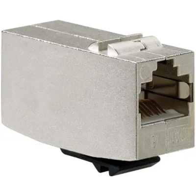 Rutenbeck Cat.6 Kupplung 13900360 | RJ45 Buchse/Buchse | Keystone geeignet | geschirmt | gerade | silber