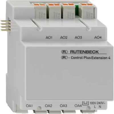 Rutenbeck Control Plus Extension 4 | 700802612 | Schaltaktor | 4 Ausgänge | Dimmen | Jalousiesteuerung | DIN-Schiene