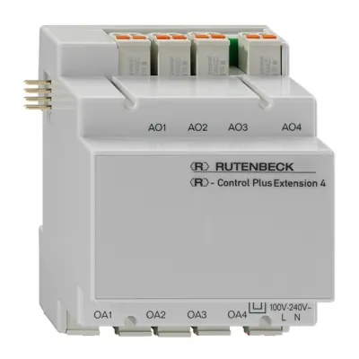 Rutenbeck Control Plus Extension 4 | 700802612 | Schaltaktor | 4 Ausgänge | Dimmen | Jalousiesteuerung | DIN-Schiene