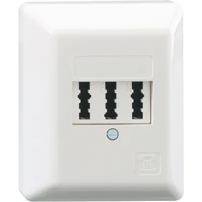 Rutenbeck TAE-Anschlussdose 3x6 NFN AP | Telefondose für 1 Telefon & 2 Geräte | Aufputz | reinweiß RAL 9010