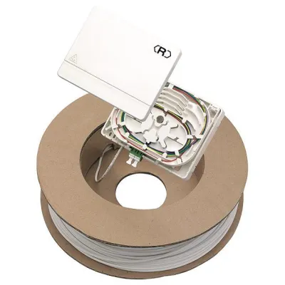 RUTENBECK 228111430 FTTH-Anschlussset | 2x LC-D OS2 APC | 30m Kabel | Wanddose AP | 4 Fasern | Kunststoff | weiß