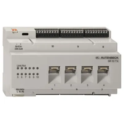 Rutenbeck Gigabit-Switch SR 10TX GB | REG-Montage | 4x RJ45 | 6 Ports | VLAN | Layer 2 | lichtgrau