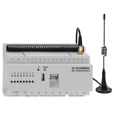Rutenbeck IP-Schaltaktor Control Plus IP 8 | 700802611 | 8x16A Ausgänge | WLAN Accesspoint | LAN RJ45 | REG 8TE