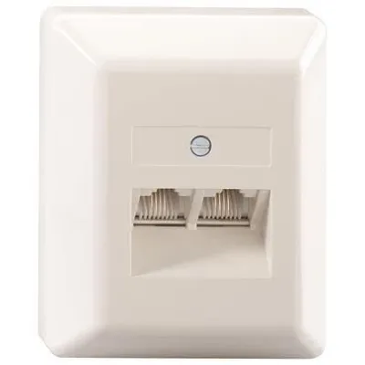 Rutenbeck Anschlussdose | IAE/UAE 13011140 | ISDN 2-fach | Cat.3 | Aufputz | 2xRJ45 schaltbar | reinweiß RAL9010