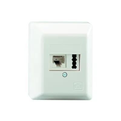 Rutenbeck Kombi-Anschlussdose | IAE/UAE 8(6)-TAE 6 F+N | 2-fach Aufputz | RJ12 6-polig | reinweiß RAL9010