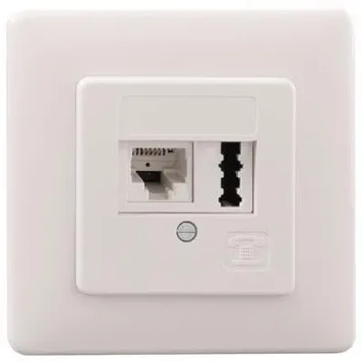 Rutenbeck Kombi-Anschlussdose 2-fach UP | Cat3 | RJ12 | TAE 6 F+N | 6-polig | reinweiß RAL9010
