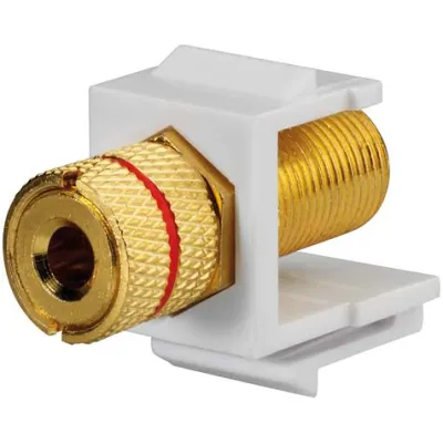 Rutenbeck Keystone Modul KMK-LS 17000609 | Lautsprecher Bananenbuchse vergoldet | reinweiß rot | Buchse/Buchse