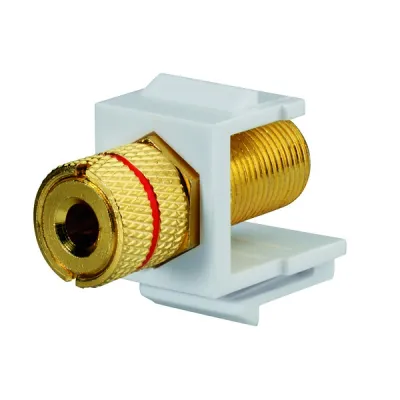 Rutenbeck Keystone Modul KMK-LS 17000609 | Lautsprecher Bananenbuchse vergoldet | reinweiß rot | Buchse/Buchse